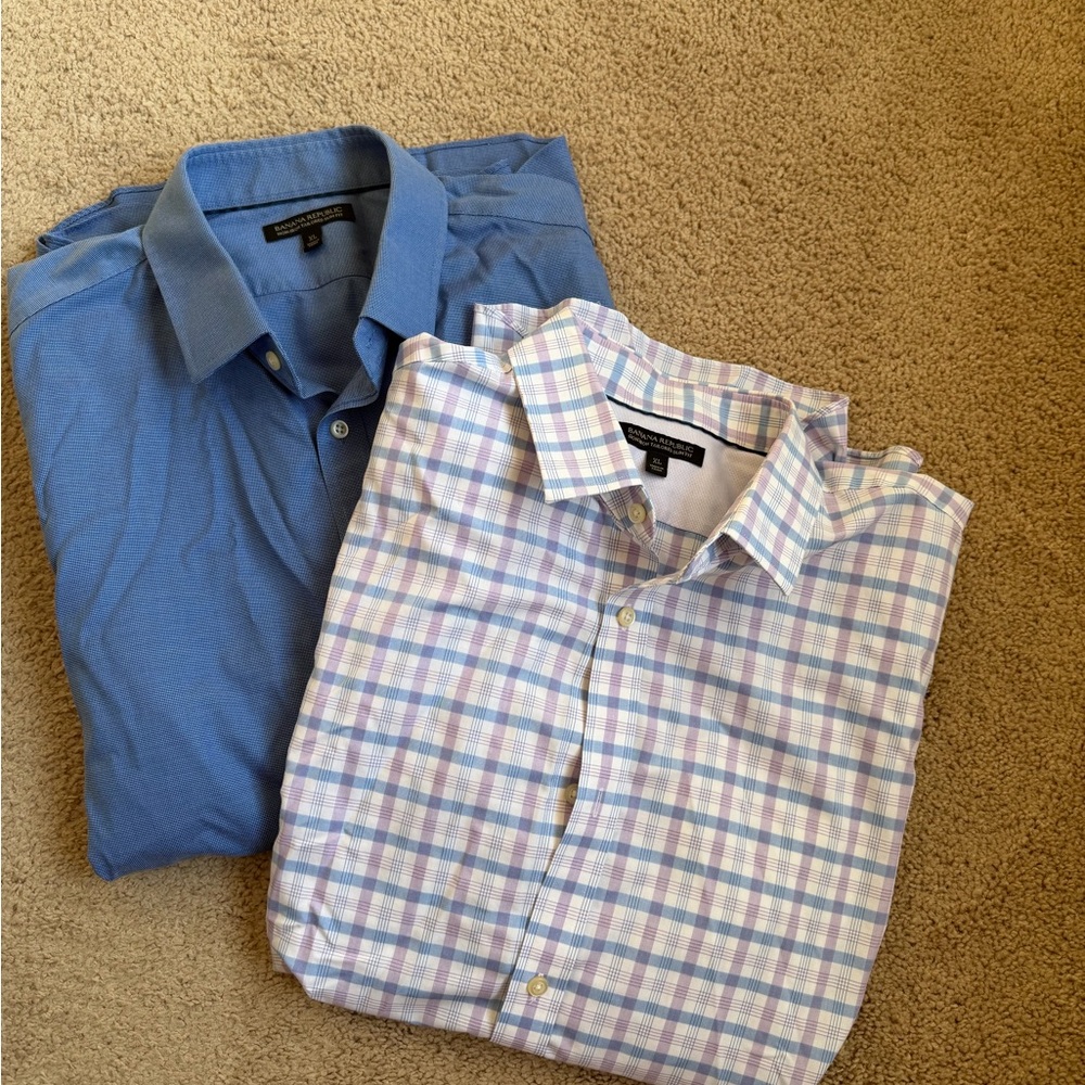 Banana Republic Blue and Multicolor Plaid Shirts